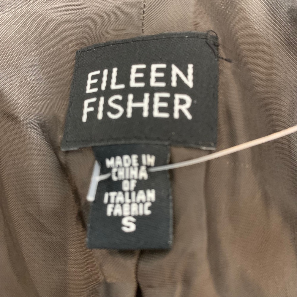 Eileen Fisher Blazer Womens S Brown Excellent 100% Italian Wool Open Front Jack - Picture 2 of 7